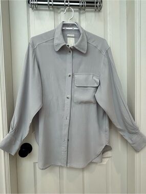 H&M Ladies Blue Gray Flowy Blouse